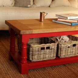 Larissa Solid Oak Coffee Table - Handmade Uk, Farrow & Ball Painted Frame, End Table, Living Room Furniture, Rustic Wood, Durable - thumbnail 3