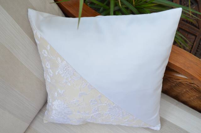 Decorative Pillow, Pillow Cover, Throw Pillow, Home Decor, Pillowcase, Ecru Satin Cushion, Two Colours Living Room Pillowcase - image 1