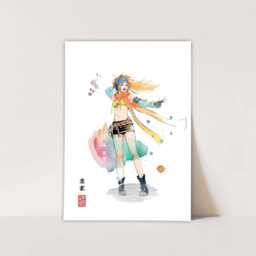 Final Fantasy X - Yuna Rikku - A3 A4 A5 Fanart Prints Frames Available Sumi-E Japanese Ink Brush D??cor Gift Ffx Ffx-2 Poster - thumbnail 3