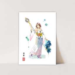 Final Fantasy X - Yuna Rikku - A3 A4 A5 Fanart Prints Frames Available Sumi-E Japanese Ink Brush D??cor Gift Ffx Ffx-2 Poster - thumbnail 2