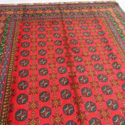 7x10 Large Afghan Rug, Turkmen Handmade Wool Traditional Tribal Area Oriental Red High Pile Soft Bedroom Rug 200x300 cm - thumbnail 3