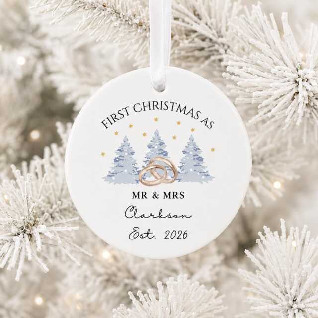 First Christmas As Mr & Mrs Bauble - Married Ornament Personalised Wedding Tree Decoration UK - image 1