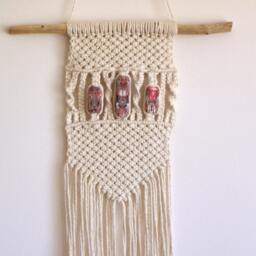 Macrame Wall Hanging-Modern Decor-Fiber Art-Small Hanging-Art Collectibles-Boho-Tree Hanging-Home Decor - Office Decor-Beads - thumbnail 3