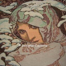 Alphonse Mucha Art Noveau Seasons Winter Tapestry Cushion Cover Sham - thumbnail 2
