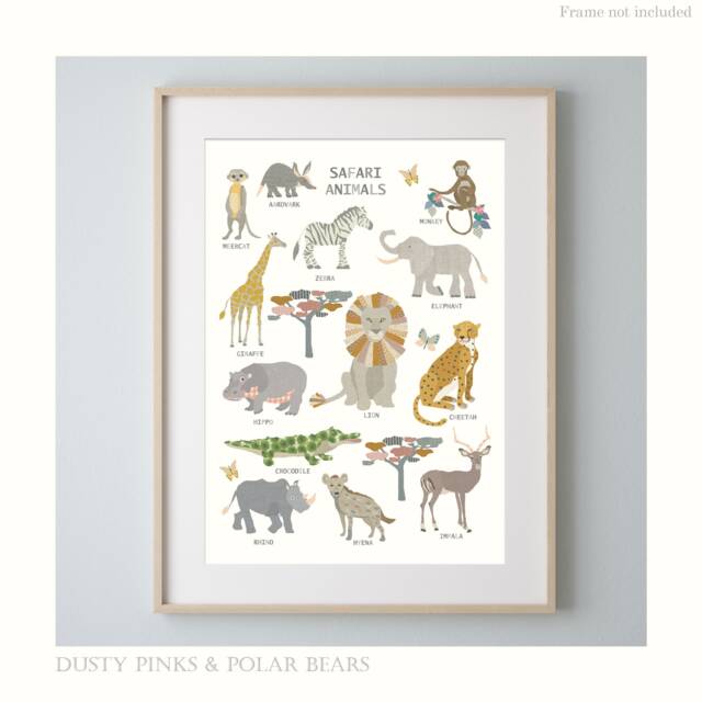 Safari Print - Bedroom Decor Poster Children's Prints Wall Art Liberty - image 1