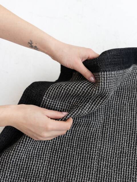 Black Linen Neutral Waffle Fabric Bath Mat Farmhouse Bathroom Decor - image 1