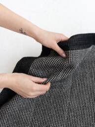 Black Linen Neutral Waffle Fabric Bath Mat Farmhouse Bathroom Decor