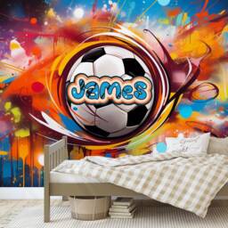 Personalized Football Wall Decal, Kids Room Decor Peel & Stick Wallpaper - thumbnail 2