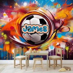 Personalized Football Wall Decal, Kids Room Decor Peel & Stick Wallpaper - thumbnail 3