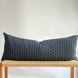 Indigo Dot Block Print Mudcloth Hmong Pillow Case - thumbnail 1