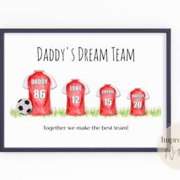 Fathers Day Gift, Personalised Football Print, Dads Dream Team, Gifts For Dad, Brother, Printable Him, Custom Gift - thumbnail 2
