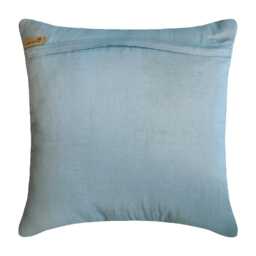 Blue Sequin & Bead Embellished Art Silk Abstract Pattern Throw Pillow Cover, 16x16 Modern Style Cushion Square Pillowcase-Water Burst - thumbnail 4