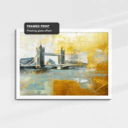 Tower Bridge Gold London City Landmark Abstract Oil Painting Framed Poster Print Or Canvas Wall Decor Art Bedroom Home Interior Gift - thumbnail 3
