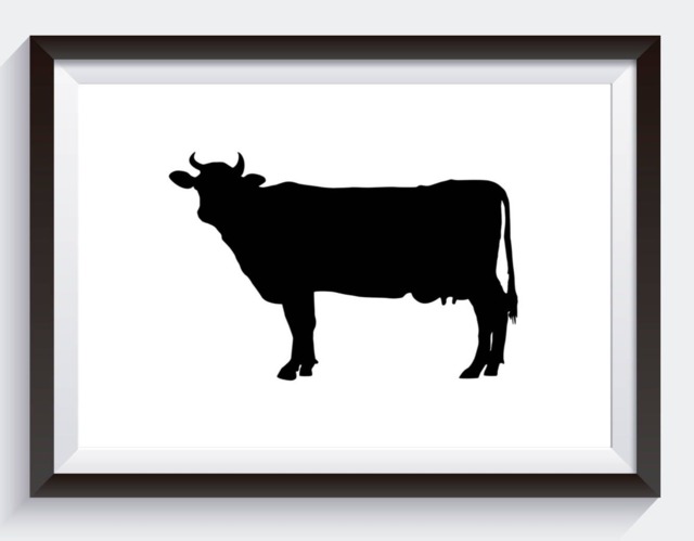Cow Silhouette, Digital Print, Black & White Art, Gallery Wall Decor, Kitchen Southern Rustic Farmhouse Art - image 1