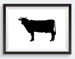 Cow Silhouette, Digital Print, Black & White Art, Gallery Wall Decor, Kitchen Southern Rustic Farmhouse Art - thumbnail 1