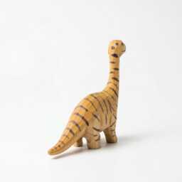 Hand Carved Wooden Brontosaurus Figurine Striped Dinosaur Nursery Decor Whimsical Desk Accessory Unique Birthday Gift For Dino Lover - thumbnail 3