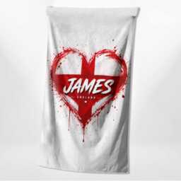 Football Trophy Personalised Name England Flag Bath Beach Towel Supporter St Georges Cross Sport Fan Holiday Travel Gift Present For Him Her - thumbnail 4