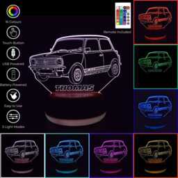 Mini Cooper Clubman Led Lamp, Personalised Austin Car Lamp For Enthusiast, Classic Gift, Home Bar Accessory - thumbnail 2