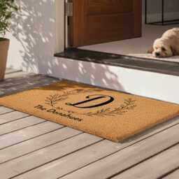 Monogram Doormat - Open Laurel Wreath Initial - Custom Welcome Mat - thumbnail 4