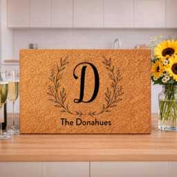 Monogram Doormat - Open Laurel Wreath Initial - Custom Welcome Mat - thumbnail 3