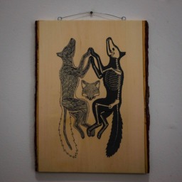 Anatomy Of The Fox -- Screenprinted Wood Slab Wall Art - thumbnail 2