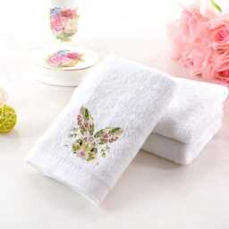 Embroidered Bunny Towels Whimsical Floral Design, Personalised Luxury Cotton - thumbnail 3