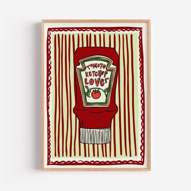 Tomato Ketchup Lover Kitchen Print, Heinz Inspired, Wall Art