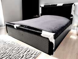 Handmade - Stunning Genuine Cowhide & Diamond Stitched Leather Super King Luxury Bed Frame - thumbnail 1