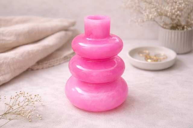 Modern Designer Resin Vase in Pink - Handmade Unique Piece As A Decorative Gift - image 1