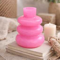 Modern Designer Resin Vase in Pink - Handmade Unique Piece As A Decorative Gift - thumbnail 2