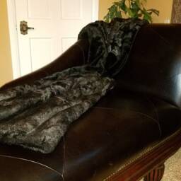 Large Faux Mink Throw Pillow Black Made in Usa For Sofa Couch Or Bed - thumbnail 2