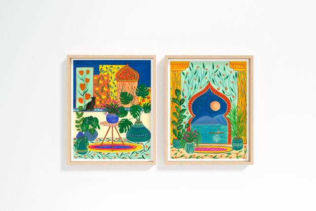Set Of 2 Travel Prints, Morocco Art Print, Tropical Set Wall Art, Cat Print Set, Marrakech Gift - image 1