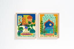 Set Of 2 Travel Prints, Morocco Art Print, Tropical Set Wall Art, Cat Print Set, Marrakech Gift - thumbnail 1