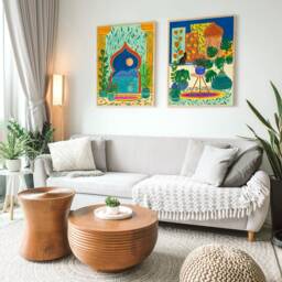 Set Of 2 Travel Prints, Morocco Art Print, Tropical Set Wall Art, Cat Print Set, Marrakech Gift - thumbnail 2