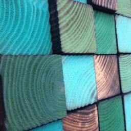 Reclaimed Wood Wall Art - Green & Turquoise Mosaic Sculpture - thumbnail 2