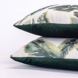 Banana Leaf Woven Extra-Large Cushion Cover. Exotic Jungle Leaves Design On A Natural Hessian Background. 23X23 - thumbnail 2
