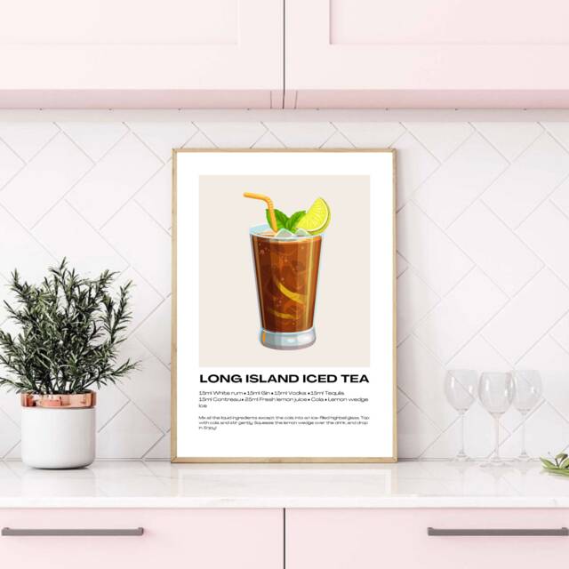 Long Island Iced Tea Print - Cocktail Recipes Art Cocktails Gift Kitchen Poster Gifts - image 1