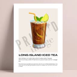 Long Island Iced Tea Print - Cocktail Recipes Art Cocktails Gift Kitchen Poster Gifts - thumbnail 2