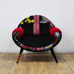 Smiley Armchair - Black & Fuchsia - thumbnail 2