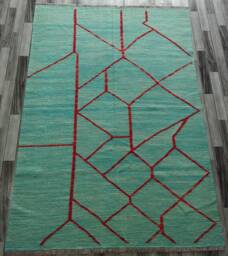Minimalist Scandinavian Rug, Handmade Artisan Afghan Swedish Nordic Flatweave Natural Wool Kilim Rug 245x173 cm - thumbnail 1