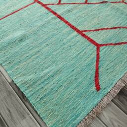 Minimalist Scandinavian Rug, Handmade Artisan Afghan Swedish Nordic Flatweave Natural Wool Kilim Rug 245x173 cm - thumbnail 2