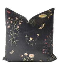 Schumacher Primavera Black Velvet Cotton Double Sided Cushion Cover Pillow - thumbnail 1
