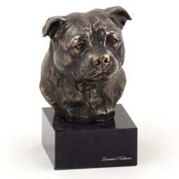 English Staffordshire Terrier, Dog Marble Statue, Limited Edition, Artdog. Made Of Cold Cast Bronze. Solid, Perfect Gift. Limited Edition - thumbnail 2