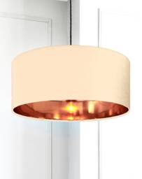 New High Quality Luxury Beige 1 Cotton Drum Fabric Lamp Shade Pendant Light Shape With Metallic Linings