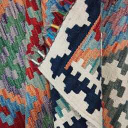 Tribal Vintage Rug, Handmade Artisan Afghan Turkish Scandinavian Navajo Bohemian Antique Style Flatweave Natural Wool Kilim Rug 126x82 cm - thumbnail 4