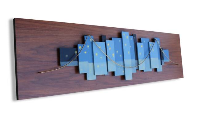 Mid Century Modern Art Wall Sculpture Abstract Art, Witco Bridge Painting Hanging Wood Artwork, Danish Tiki Atomic Decor Infinity - image 1