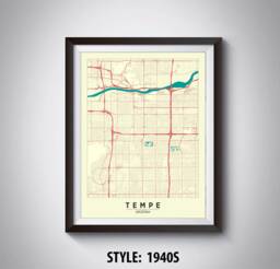 Tempe Arizona Map Art Print Vintage Style Office Decor - thumbnail 1