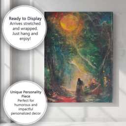 Dreamy Moonlit Forest Woman Silhouette Fantasy Landscape Canvas Wall Art Print Decor Picture Ready To Hang - thumbnail 3