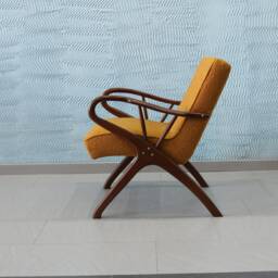Accent Chair - Mid-Century Modern Wooden Legs Linen/Leather Velvet Upholstery Mid Century Decor - thumbnail 3