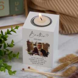 Memorial Brother Tea Light Holder Bereavement Sympathy Gift With Photo - thumbnail 1